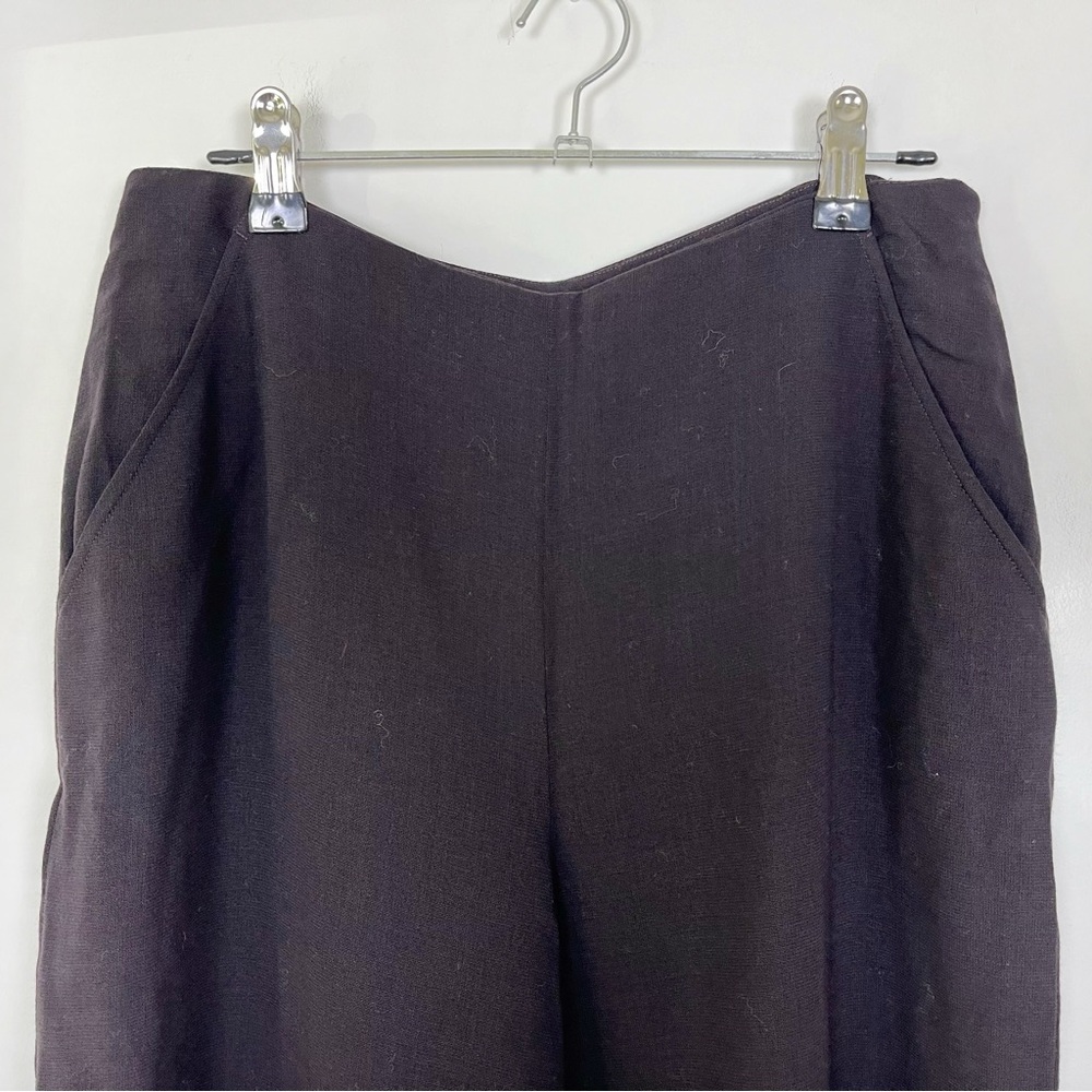 Anne Klein Deep Plum 100% Wool Wide Leg Mid Rise Pants Size 4 Lined in Silk